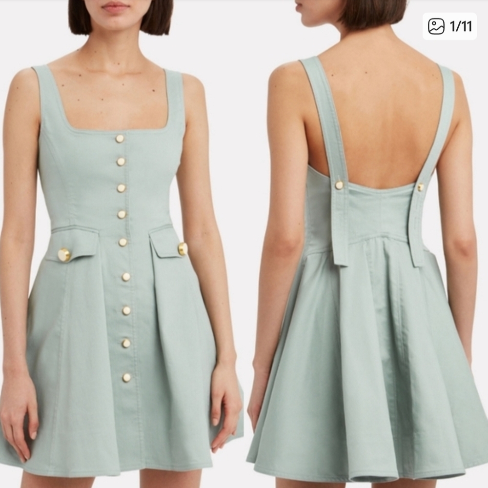 Alexis Light Green Buttoned Mini Dress